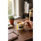 Tengi Seramik El Yapımı Seramik Kupa - Modern Yeşil Sarı Desenli Tasarım Kahve Kupası - Özel Tasarım Seramik Mug