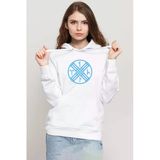 Tengri Tamga Beyaz Kadın 3İp Kapşonlu Sweatshirt