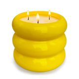 Tengyukenny Dış Mekan Dekoratif 3 Fitil Sarı Büyük Citronella Mum, 18 oz, Seramik, Güçlü Limon Otu Kokulu Mumlar, Veranda, Kamp, Kamp Ateşi, Bahçe, Balkon için