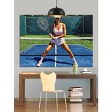 Tenis Kortu Sporcu Kadın Dekoratif Kanvas - Mdf Ahşap Tablo