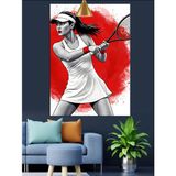 Tenis Oynayan Kadın Sporcu Figürü Dekoratif Kanvas - Mdf Ahşap Tablo