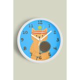 Tenisçi Kedi Çocuk Odası Duvar Saati - 25cm - Önü Camlı Beyaz Kasa - Sessiz Mekanizma, JH1025S25BKP