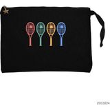 Tennis Racket Siyah Clutch Astarlı Cüzdan / El Çantası - 25x18cm