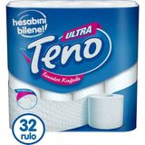 Teno Tuvalet Kağıdı 32 Rulo 2 Katlı Ultra Yumuşak ve Ekstra Dayanıklı Beyaz