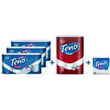 Teno Tuvalet Kağıdı Jumbo Paket 48 Rulo + Teno Kağıt Havlu 12'li + Teno Peçete 100'lü