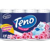 Teno Ultra Tuvalet Kağıdı 16 Rulo Çift Katlı Yüksek Emicilik Özelliği ile Pudra Kokulu - Beyaz