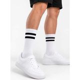 Tenra Ace Erkek Çizgili Tenis Çorabı - Spor Soket Çorap - Beyaz - 40 - 44