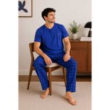 Tenra Erkek %100 Pamuk Kısa Kollu Düğmeli Yaka Pijama Takımı