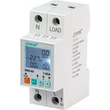 Tense Monofaze Dijital Kaçak Akım ve Aşırı Gerilim Koruma Rölesi 2p 63A 120V-220V-300V Açık Gri Renk