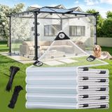 Tente Su Geçirmez Dış Mekan Kuşgözü 2,9 x 3,9 m, Güçlendirilmiş Şeffaf PVC Branda 160 g/m², Çok Amaçlı Koruyucu Branda UV Dayanıklı Yırtılmaya Dayanıklı Ahşap Tekne Havuz Bahçe Mobilyaları için