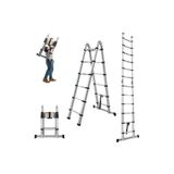 TENTTECH 4,4 Metre 7+7 Basamaklı A Tipi Uzayan Alüminyum Teleskopik Merdiven