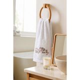 Teohomelinens Çiçek Nakışlı Bambu El & Yüz Havlusu, 2'li Set, %60 Bambu %40 Pamuk, 50 x 90 Cm, Beyaz