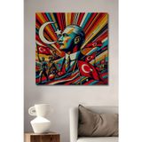Teona Ahşap Atatürk Türk Bayraklı Renkli Modern Sanat Ahşap Dekoratif Dikdörtgen Ev,İşyeri Duvar Tablo