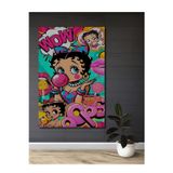 Teona Ahşap Betty Boop Renkli Pop Art Ahşap Mdf Dekoratif Dikdörtgen Ev,İşyeri Duvar Tablo