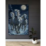Teona Ahşap Büyülü Kar Atları Yağlı Boya Görünümlü Dekoratif Ahşap Ev,antre,salon,ofis,mutfak,yatak Odası Tablo - 30 x 40 - Kırmızı