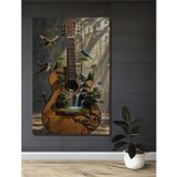 Teona Ahşap Doğa Kuşlar Gitar Dekoratif Ahşap Mdf Dikdörtgen Ev,İşyeri Duvar Tablo