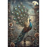 Teona Ahşap Görkemli Tavus Kuşu Steampunk Sanatı Çift Katlı Çerçeveli Ahşap Puzzle 200 PARÇA 25x35