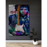 Teona Ahşap Jimi Hendrix Renkli Gitar Modern Sanat Ahşap Dekoratif Dikdörtgen Ev,İşyeri Duvar Tablo