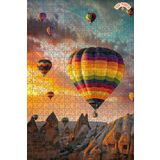Teona Ahşap Kapadokya Renkli Balonlar Serüveni Çift Katlı Çerçeveli Asılabilir Ahşap Puzzle 500 PARÇA 50X30