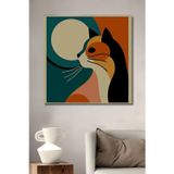 Teona Ahşap Kedi Minimalist Dekoratif Ahşap Mdf Dikdörtgen Ev,İşyeri Duvar Tablo