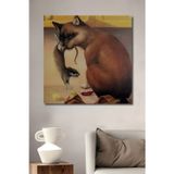 Teona Ahşap Kedi Portre Soyut Sanat Dekoratif Ahşap Mdf Dikdörtgen Ev,İşyeri Duvar Tablo