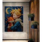Teona Ahşap Küçük Prens ve Tilki Yağlı Boya Görünümlü Sanat Ev,antre,salon,ofis Tablosu Ahşap Dekoratif - 60 x 40 - Kırmızı
