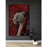 Teona Ahşap Leopar Kırmızı Desenli Dekoratif Ahşap Mdf Ev/İşyeri Duvar Tablo Dikdörtgen Ev/İşyeri Duvar Tablo