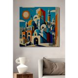 Teona Ahşap Modern Kent Soyut Sanat Ahşap Mdf Dekoratif Dikdörtgen Ev,İşyeri Duvar Tablo