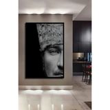 Teona Ahşap Mustafa Kemal Atatürk Yarım Portre Dikey Ahşap Tablo Çerçeve Görünümlü Dikey Duvar Dekorasyon Tablo - 50 x 30 - Kırmızı
