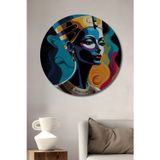 Teona Ahşap Nefertiti Portresi Soyut Sanat Ahşap Mdf Dekoratif Yuvarlak Ev,İşyeri Duvar Tablo