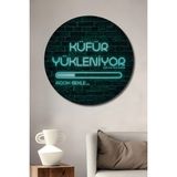 Teona Ahşap Neon Işıklı Küfür Yükleniyor Ahşap Dekoratif Tablo Yuvarlak Duvar Tablosu - 20 x 20 - Yeşil