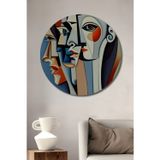 Teona Ahşap Pablo Picasso Soyut Sanat Yağlı Boya Görünümlü Ahşap Dekoratif Yuvarlak Ev,İşyeri Duvar Tablo
