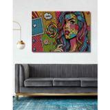 Teona Ahşap Pop Art Puzzle Yüz İllüstrasyonu Dekoratif Ahşap Mdf Dikdörtgen Ev,İşyeri Duvar Tablo