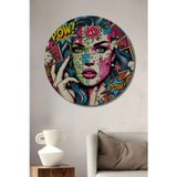 Teona Ahşap Pop Art Tarzı Patlayan İllüstrasyon Dekoratif Ahşap Mdf Yuvarlak Ev,İşyeri Duvar Tablo