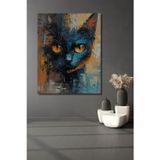 Teona Ahşap Renkli Kedi Soyut Sanat Ahşap Mdf Dekoratif Dikdörtgen Ev,İşyeri Duvar Tablo