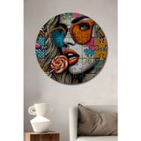 Teona Ahşap Retro Pop Art Dekoratif Ahşap Mdf Yuvarlak Ev,İşyeri Duvar Tablo
