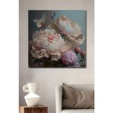Teona Ahşap Romantik Peonies Çiçek Desenli Dekoratif Ahşap Mdf Dikdörtgen Ev,İşyeri Duvar Tablo