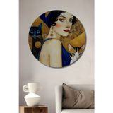 Teona Ahşap Sanat Deco Kadın Ve Kediler Ahşap Mdf Dekoratif Yuvarlak Ev,İşyeri Duvar Tablo