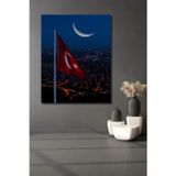Teona Ahşap Türk Bayrağı Boğaz Manzarası Ahşap Mdf Dekoratif Dikdörtgen Ev,İşyeri Duvar Tablo