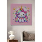 Teona Ahşap Unicorn Kitty Renkli Dekoratif Ahşap Mdf Dikdörtgen Ev,İşyeri Duvar Tablo