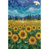 Teona Ahşap Van Gogh Yıldızlı Geceler Ayçiçek Tarlası Yağlı Boya Görünümlü Ahşap Puzzle 200 PARÇA 25x35