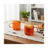 TeOra Store 2'li Borosilikat Cam Kupa Seti - 380 ml Isıya Dayanıklı Renkli Kahve ve Çay Bardağı - Kurşunsuz Ekolojik (2 Adet) Amber (Bal Rengi) ve Füme Renk Seçenekleri (Amber (Bal Rengi) - 2 Adet) - Option-1 - 0 - Siyah