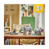 TeOra Store 3'ü 1 Arada Muhteşem Gergedan ile Kuşlar 31171 – 9 Yaş ve Üzeri Çocuklar Için Gergedan, Su Aygırı Veya Mors Yapımıyla Yaratıcılığı Teşvik Eden, Hayvan Oyuncak Seti, Hediye (780 Parça) - Option-1