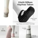 TeOra Store Kaymaz Taban Yoga & Pilates Çorabı 4'lü Kadın, Silikon Tabanlı Nefes Alabilir Bilek Bantlı Çorap, Ev Yoga Pilates Trambolin Umre Için, 4 Renk - Cok Renklı - 36 - 40