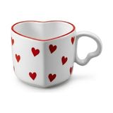 TeOra Store Seramik Kulplu Kupa Bardak, 250 ml Geniş Kapasite, Kırmızı Kalp Desenli Tasarım, Ev Ofis Restoran Için Kullanıma Uygun El Yapımı Seramik Kulplu Çay Kahve Espresso Latte Sunum Bardağı - Option-1 - 0 - Siyah