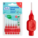 TEPE İnterdental Fırça Orijinal, Diş Temizliği için Yumuşak Diş Fırçası, 6'lı Paket, 0,5 mm, Ekstra Küçük/Küçük Boşluklar, Kırmızı, Boyut 2