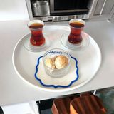 Tepsi Metal Çay Tepsisi Kahve Tepsisi Sunum Kahvaltı Tepsisi-30 cm Küçük Boy - Beyaz