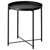 Tepsili Sehpa, Yuvarlak Siyah Renk Ikea Çıkarılabilir Tepsi - Modern Sehpa 45x53 Cm