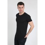 Terapi Men 21Y-3400747-01 Siyah Bisiklet Yaka Nokta Desenli Erkek T-shirt