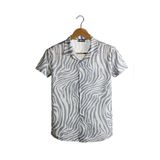 Terapi Men 21Y-4300594-06 Gri Kısa Kollu Pamuklu Desenli Slim Fit Apaş Yaka Erkek Gömlek